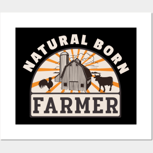 Natural Born Farmer Funny Farmer's Retro Posters and Art